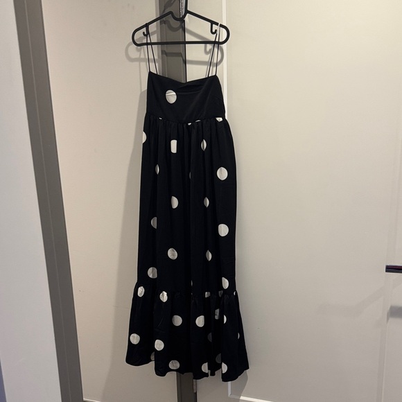 Elegant Black maxi dress with White Polka Dots - Picture 1 of 1